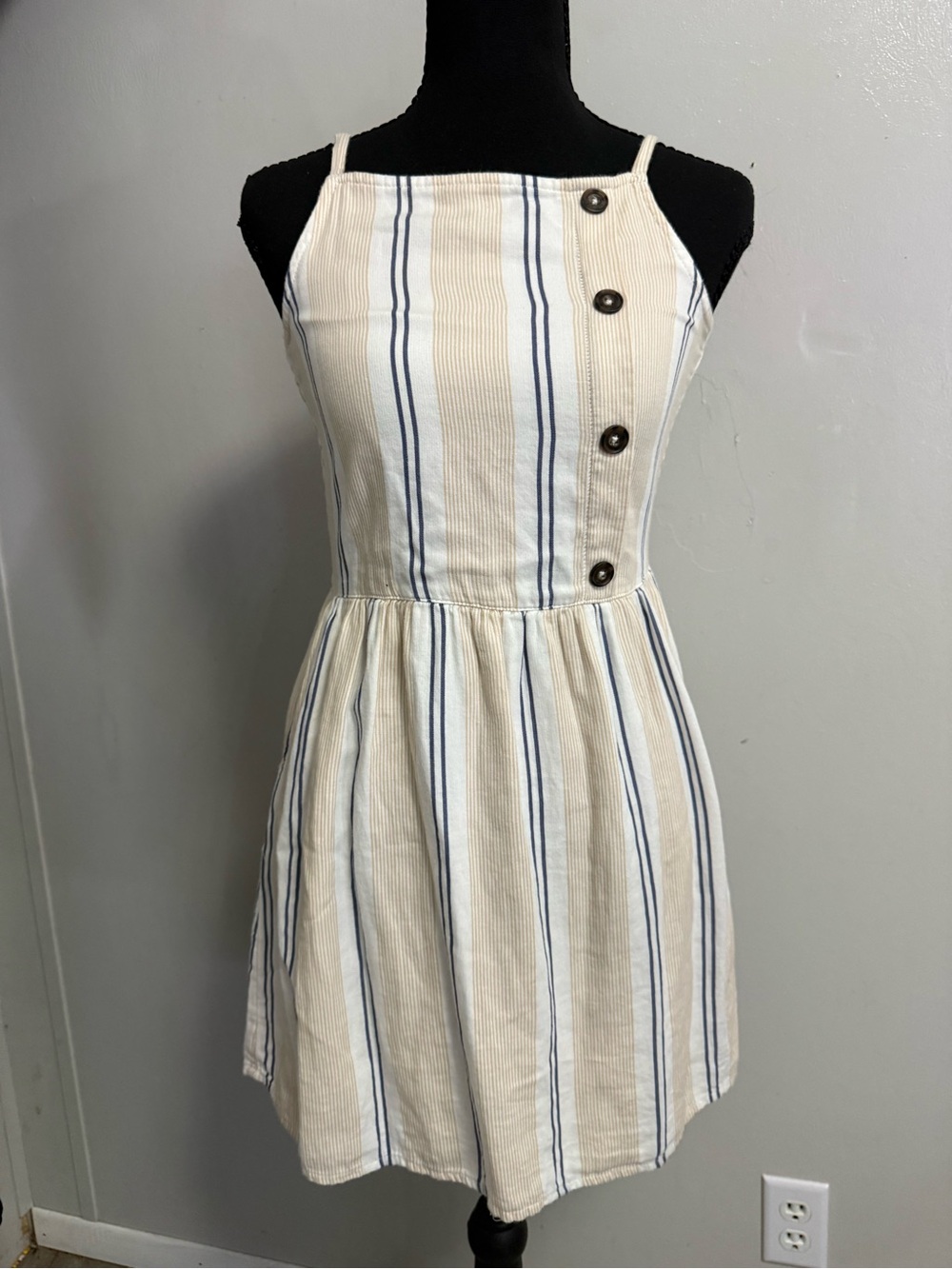 abercrombie kids Cream and Blue Striped Mini Sundress